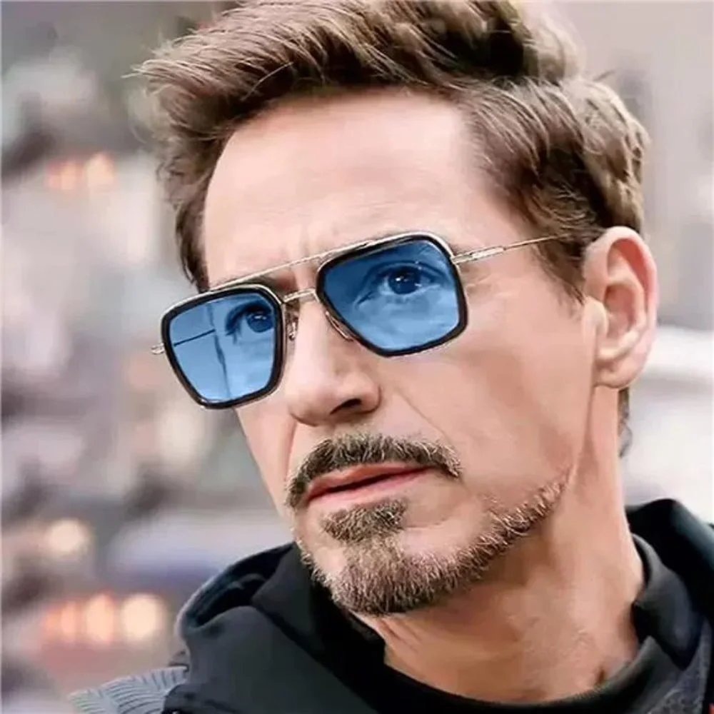 Unisex Polarized Vintage Square Metal Frame Iron Man and Spider-Man Eyeglasses